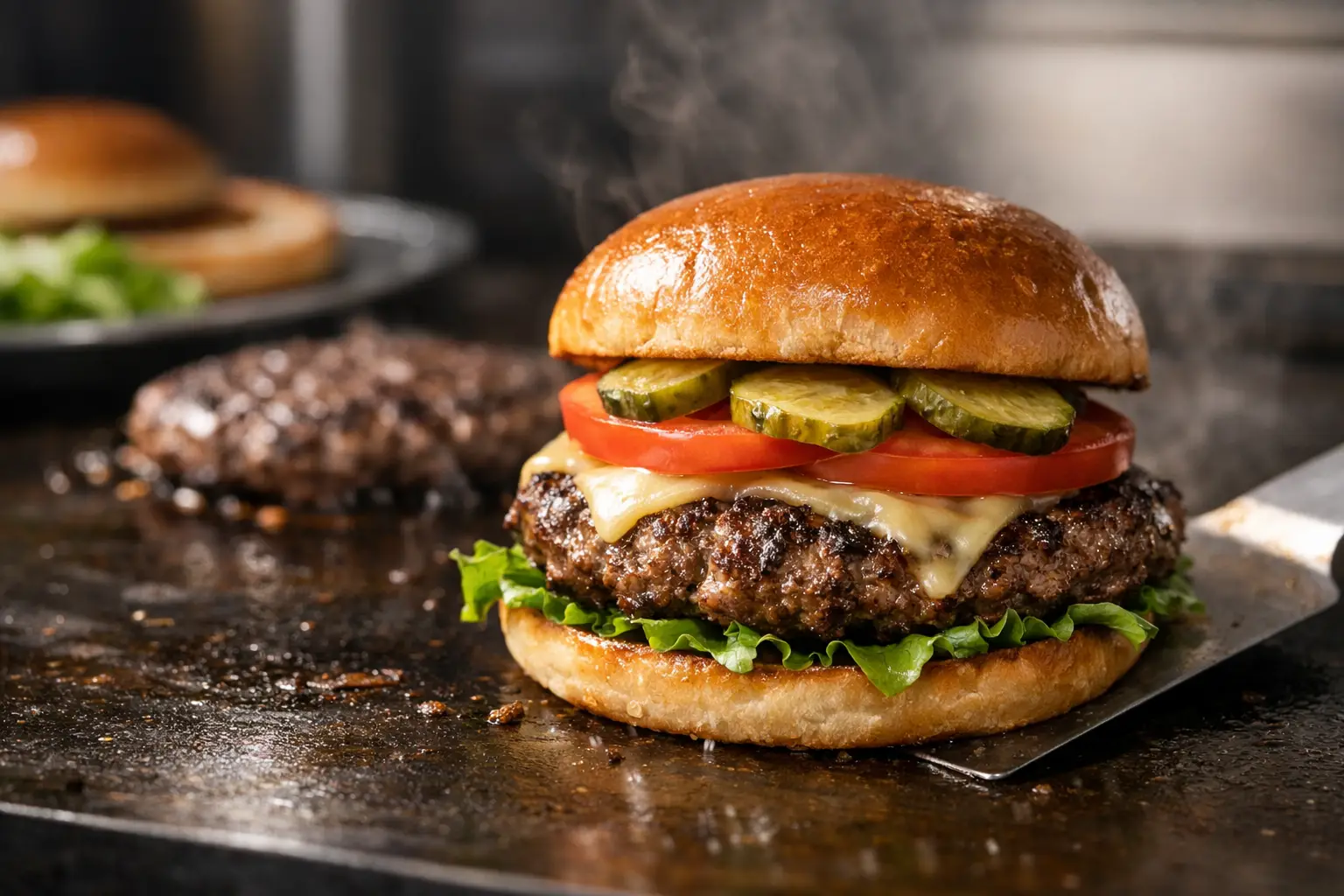 Never Frozen Beef Burger, Fresh Off the Griddle